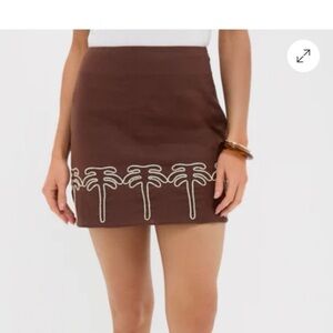 Hyacinth House Sz S Embroidered Palm-Tree Trim Mini Skirt